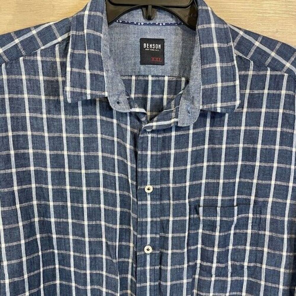 Benson New‎ York Shirt Mens XXL Lightweight Preppy Casual Office Plaid Modern